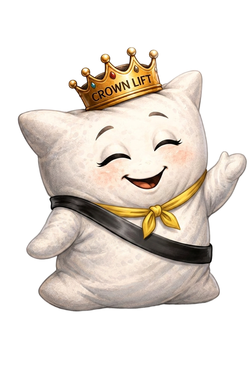Crowny, the pillow maître d', welcoming you to the garage